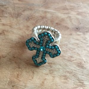NWOT Turquoise cross ring.